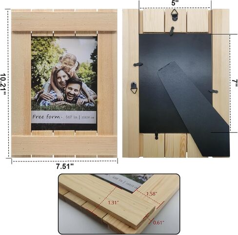 5X7 Picture Frame Set of 2, Wood Grain Photo Frame with HD Glass, Natural Farmhouse Rustic Solid Wooden Picture Frames for Gallery Wall Mounting and Desktop Display in Saudi Arabia
