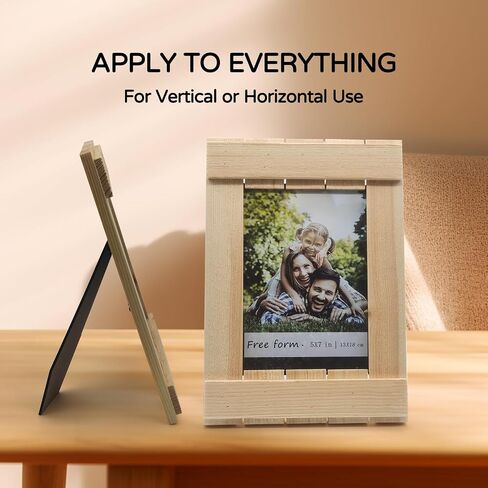 5X7 Picture Frame Set of 2, Wood Grain Photo Frame with HD Glass, Natural Farmhouse Rustic Solid Wooden Picture Frames for Gallery Wall Mounting and Desktop Display in Saudi Arabia