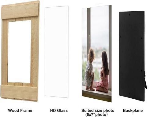 5X7 Picture Frame Set of 2, Wood Grain Photo Frame with HD Glass, Natural Farmhouse Rustic Solid Wooden Picture Frames for Gallery Wall Mounting and Desktop Display in Saudi Arabia