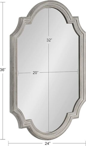 Kate and Laurel Fairbourne Glam Scalloped Wall Mirror, 24 x 36, Gray, Traditional Decorative Mirror with Elegant Scalloped Edge for Sleek Glamorous Home Decor in Saudi Arabia