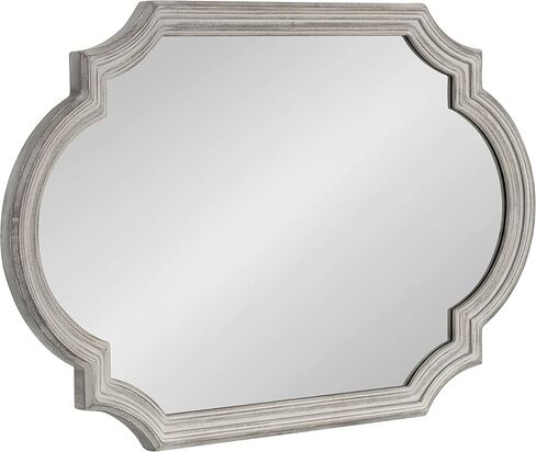 Kate and Laurel Fairbourne Glam Scalloped Wall Mirror, 24 x 36, Gray, Traditional Decorative Mirror with Elegant Scalloped Edge for Sleek Glamorous Home Decor in Saudi Arabia