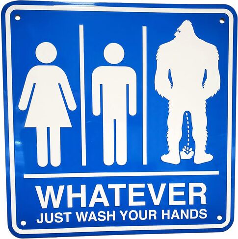 Whatever, Just Wash Your Hands 10 x 10 inch Embossed METAL SIGN with Bigfoot in Saudi Arabia