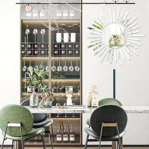 CEYAZYE Sunflower Mirror Wall Stickers, Stick on Mirror Self Adhesive, Mirrors for Walls, Mirror Stickers for Bedrooms Home Gym Wardrobe Doors Decorations(Silver) in Kuwait