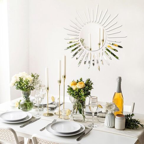 CEYAZYE Sunflower Mirror Wall Stickers, Stick on Mirror Self Adhesive, Mirrors for Walls, Mirror Stickers for Bedrooms Home Gym Wardrobe Doors Decorations(Silver) in Kuwait