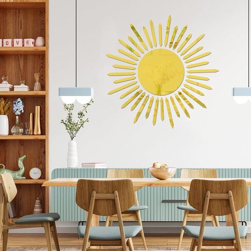 CEYAZYE Sunflower Mirror Wall Stickers, Stick on Mirror Self Adhesive, Mirrors for Walls, Mirror Stickers for Bedrooms Home Gym Wardrobe Doors Decorations(Silver) in Saudi Arabia