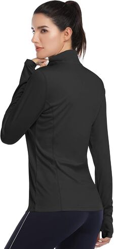 HISKYWIN Womens UPF 50+ Sun Protection Tops Long Sleeve Half-Zip Thumb Hole Outdoor Workout Shirt in Saudi Arabia