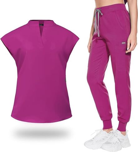 PARRA & CARRUYO - Uniforms for women, with a t-shirt with cap sleeves, elegant mandarin collar and sports pants with jogger in Saudi Arabia