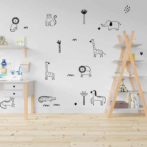 Jungle Animal Wall Decals Safari Nursery Wall Art Removable Wall Stickers Kids Room Decor Tropical Jungle Wall Decor in Saudi Arabia
