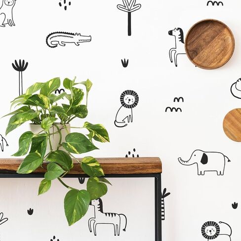 Jungle Animal Wall Decals Safari Nursery Wall Art Removable Wall Stickers Kids Room Decor Tropical Jungle Wall Decor in Saudi Arabia