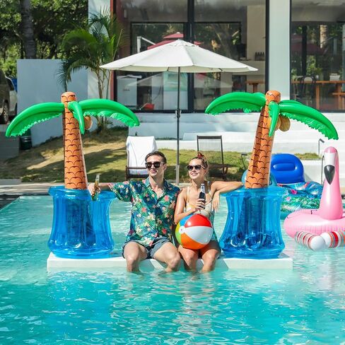 PARENTSWELL 63'' Inflatable Palm Tree Cooler, Tropical Luau Party Decorations, Inflatable Drink Cooler for Parties Jungle Hawaiian Birthday Party Decorations Palm Tree Decor in Saudi Arabia