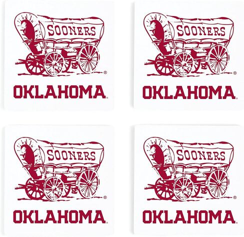 University of Oklahoma Logo On White 4 x 4 Absorbent Ceramic Coasters Pack of 4 in Saudi Arabia