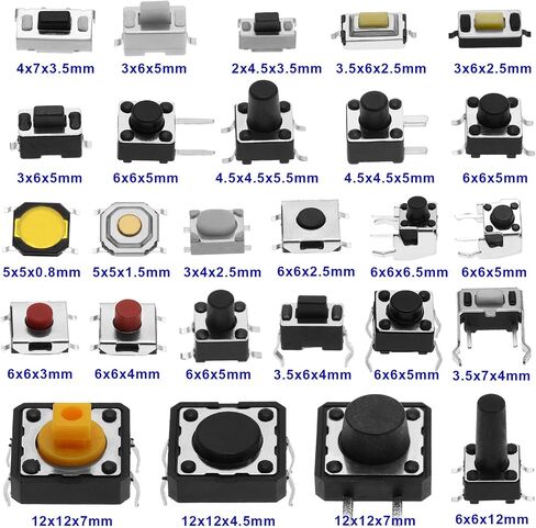 260PCS Micro Momentary Tact Switch Tactile Push Button Switch Assortment Kit 26 Values 4 pin/3 pin/2 pin for Television Audio Equipment Video Recorders QC-26V in Saudi Arabia