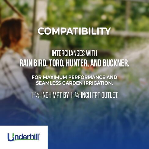 أداة مفتاح قارنة التوصيل السريع من Underhill لصمام قارنة التوصيل، مخرج MPT مقاس 3/4 بوصة × 1/2 بوصة، نظام ري الحديقة بالرش، نحاس صلب، QK-075 in Kuwait