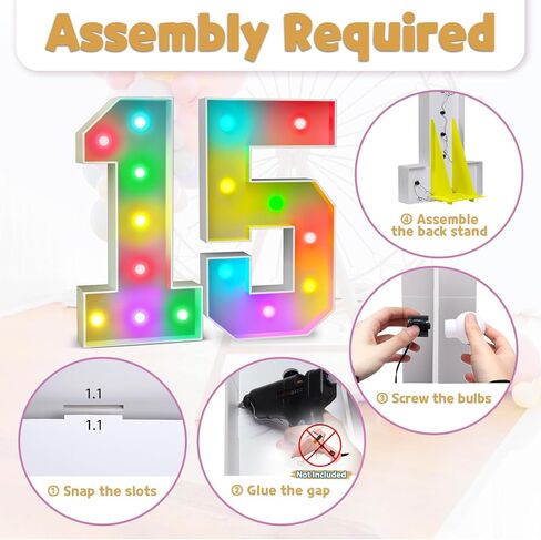 أرقام سرادق ملونة لتزيين عيد الميلاد الخامس عشر: 4FT كبيرة تضيء سعيدًا بعمر 15 عامًا خلفية ذكرى عيد ميلاد للبنين والبنات من الورق المقوى الأبيض علامة 18 لونًا رقم 15 إطار بالون فسيفساء in Kuwait