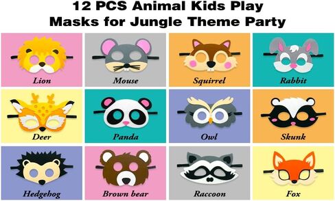 أقنعة من اللباد لحيوانات الغابة من كولون، قناع هدايا للحفلات، ديكورات حفلات التخييم للأطفال in Kuwait