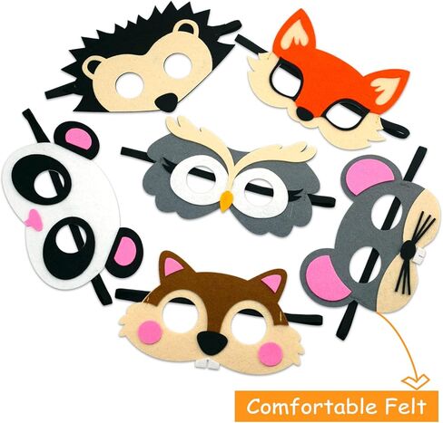 أقنعة من اللباد لحيوانات الغابة من كولون، قناع هدايا للحفلات، ديكورات حفلات التخييم للأطفال in Kuwait