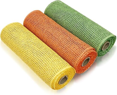 4 Roll Poly Easter Burlap Mesh Poly Burlap Deco Mesh Ribbon Mesh Roll Edge Ribbon 10 Inch x 15 feet Poly Decorations Ribbon for Spring Summer Easter Holiday Craft Wreaths Decorating in Kuwait