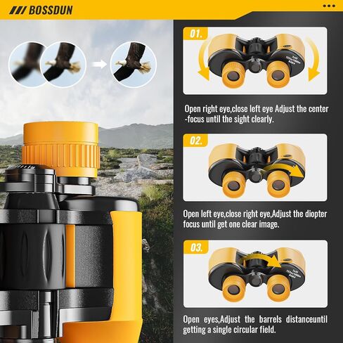 BOSSDUN Binoculars for Adults, 20x50 High Powered Binoculars Low Light Night Vision, HD Binoculars Easy Focus and Waterproof, Binoculars for Bird Watching, Hunting, Travel, Cruise Ship, Hiking in Kuwait