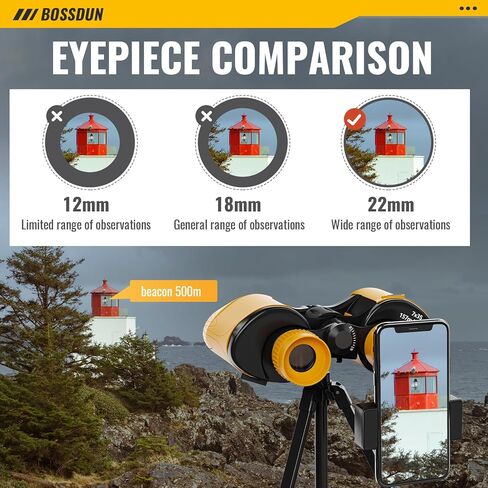 BOSSDUN Binoculars for Adults, 20x50 High Powered Binoculars Low Light Night Vision, HD Binoculars Easy Focus and Waterproof, Binoculars for Bird Watching, Hunting, Travel, Cruise Ship, Hiking in Kuwait