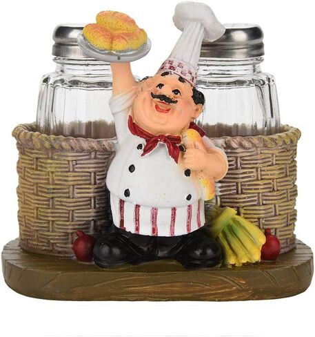 Chef Figurines Cute Chef Statue Salt Pepper Bottle Holder Ornaments Home Decor Kitchen Crafts(#B) in Saudi Arabia