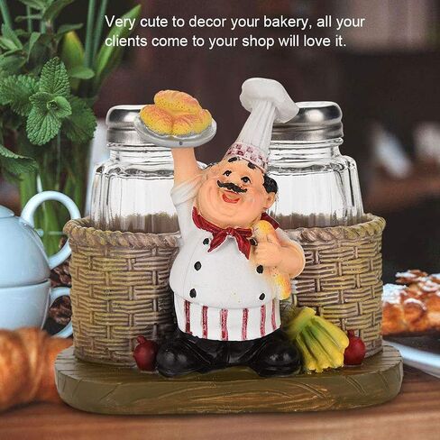 Chef Figurines Cute Chef Statue Salt Pepper Bottle Holder Ornaments Home Decor Kitchen Crafts(#B) in Saudi Arabia