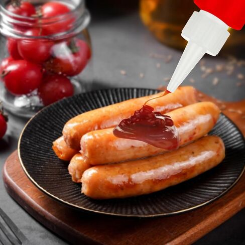 Acrux7 50 Pack 2oz Plastic Condiment Squeeze Bottles Mini Sauce Squeeze Bottle with Red Tip Caps, Small Refillable Applicator Bottles for Sauces, Ketchup, Oils, Inks, Painting, Crafts in Saudi Arabia