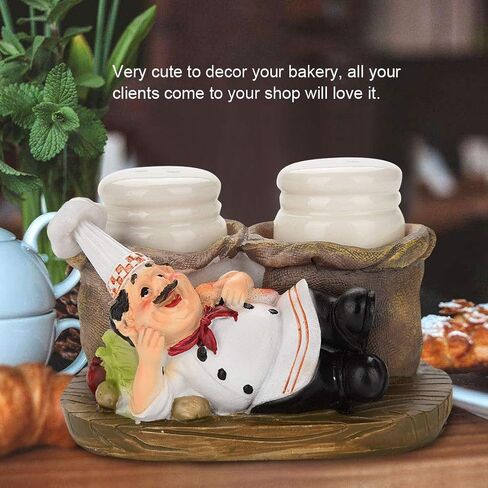 Chef Figurines Cute Chef Statue Salt Pepper Bottle Holder Ornaments Home Decor Kitchen Crafts(#B) in Saudi Arabia