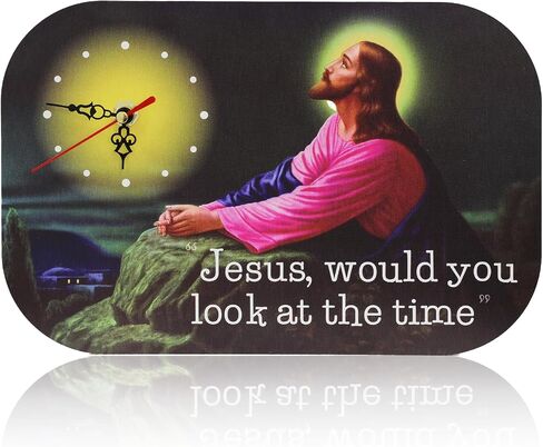 Generic Funny Jesus Wall Clock Novelty Weird Rectangular Desktop Clock Gift Home Holiday Decor Jesus Would You Look at The Time, Coloured in Saudi Arabia