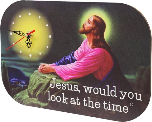 Generic Funny Jesus Wall Clock Novelty Weird Rectangular Desktop Clock Gift Home Holiday Decor Jesus Would You Look at The Time, Coloured in Saudi Arabia