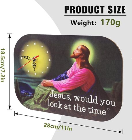 Generic Funny Jesus Wall Clock Novelty Weird Rectangular Desktop Clock Gift Home Holiday Decor Jesus Would You Look at The Time, Coloured in Saudi Arabia