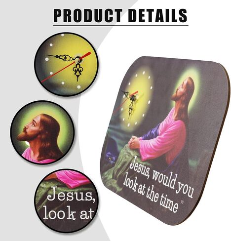 Generic Funny Jesus Wall Clock Novelty Weird Rectangular Desktop Clock Gift Home Holiday Decor Jesus Would You Look at The Time, Coloured in Saudi Arabia