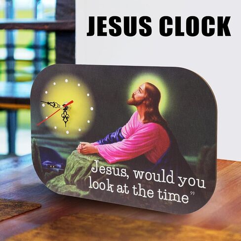 Generic Funny Jesus Wall Clock Novelty Weird Rectangular Desktop Clock Gift Home Holiday Decor Jesus Would You Look at The Time, Coloured in Saudi Arabia