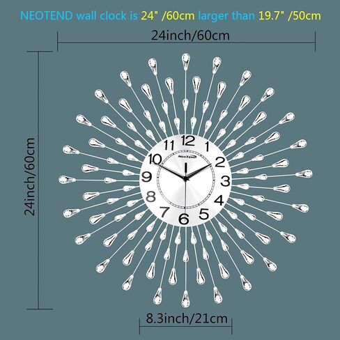 Large Wall Clock for Living Room Decor Modern Silent Kitchen Big Wall Clock for Bedroom Decorative Office Non Ticking Battery Operated Wall Watch 24 Inch in Saudi Arabia