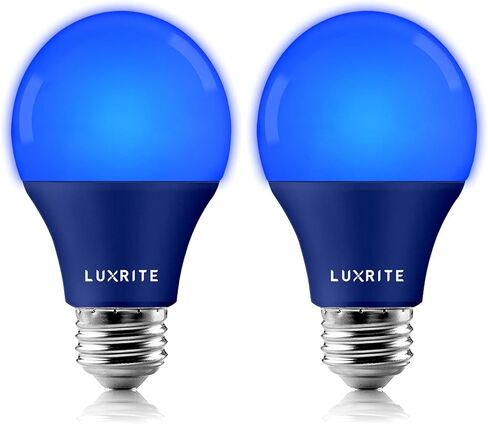 LUXRITE A19 LED Blue Light Bulb, 60W Equivalent, Non-Dimmable, UL Listed, E26 Standard Base, Indoor Outdoor, Porch, Christmas, Decoration, Party, Holiday, Event, Home Lighting (2 Pack) in Saudi Arabia