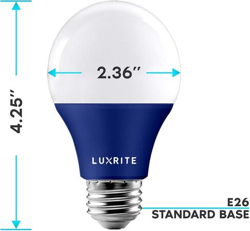 LUXRITE A19 LED Blue Light Bulb, 60W Equivalent, Non-Dimmable, UL Listed, E26 Standard Base, Indoor Outdoor, Porch, Christmas, Decoration, Party, Holiday, Event, Home Lighting (2 Pack) in Saudi Arabia