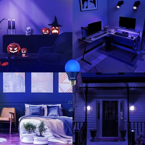 LUXRITE A19 LED Blue Light Bulb, 60W Equivalent, Non-Dimmable, UL Listed, E26 Standard Base, Indoor Outdoor, Porch, Christmas, Decoration, Party, Holiday, Event, Home Lighting (2 Pack) in Saudi Arabia