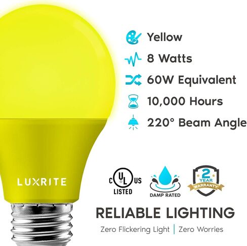 LUXRITE A19 LED Blue Light Bulb, 60W Equivalent, Non-Dimmable, UL Listed, E26 Standard Base, Indoor Outdoor, Porch, Christmas, Decoration, Party, Holiday, Event, Home Lighting (2 Pack) in Saudi Arabia
