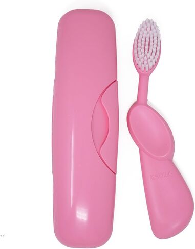 RADIUS Toothbrush Original Big Brush, BPA Free ADA Accepted - Right Hand - Pink Brush with Pink Case in Saudi Arabia