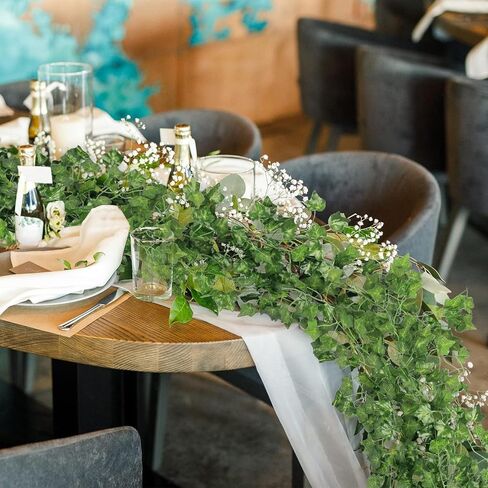 تحديث الكروم وهمية لغرفة النوم الاصطناعي اللبلاب إكليل وهمية أوراق اللبلاب الاصطناعي الخضرة أكاليل معلقة الكروم لديكور الغرفة جدار الزفاف الديكور الداخلي والخارجي (50) in Kuwait