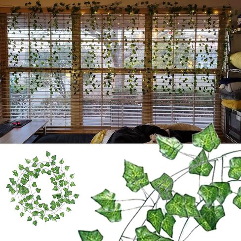 تحديث الكروم وهمية لغرفة النوم الاصطناعي اللبلاب إكليل وهمية أوراق اللبلاب الاصطناعي الخضرة أكاليل معلقة الكروم لديكور الغرفة جدار الزفاف الديكور الداخلي والخارجي (50) in Kuwait