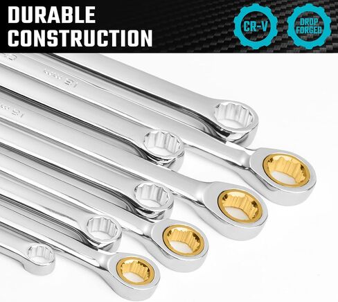 DURATECH Extra Long Anti-Slip Ratcheting Wrench Set, Double Box End Wrench Set, 9-Piece, Metric, 10, 12, 13, 14, 15, 16, 17, 18, 19mm, CR-V Steel, with Rolling Pouch in Saudi Arabia