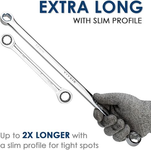 5-Piece Extra Long Box End Wrench Set, Metric 8mm-19mm, 6 Point Extended Bolt Extractor Wrench, CR-V Labor-Saving Aviation Spanner with EVA Foam in Saudi Arabia