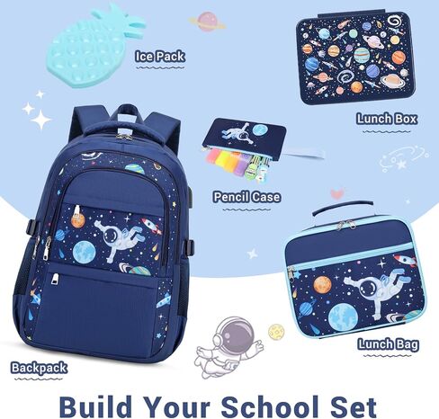 Boys Backpack - Car Bento Box with Insulated Lunch Bag Pencil Case Utensils Set for Kids, 6 Leakproof Compartments Removable Tray Lunches or Snack Container in Saudi Arabia
