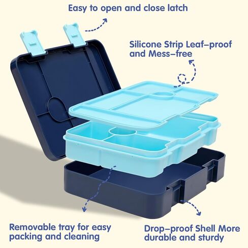 Boys Backpack - Car Bento Box with Insulated Lunch Bag Pencil Case Utensils Set for Kids, 6 Leakproof Compartments Removable Tray Lunches or Snack Container in Saudi Arabia