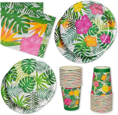Royal Bluebonnet Luau Plates and Napkins Party Supplies - Set of Tropical Party Plates, Hawaiian Plates and Napkins, Tropical Paper Plates, Luau Party Plates, Hawaiian Party Plates, Tropical Plates in Saudi Arabia