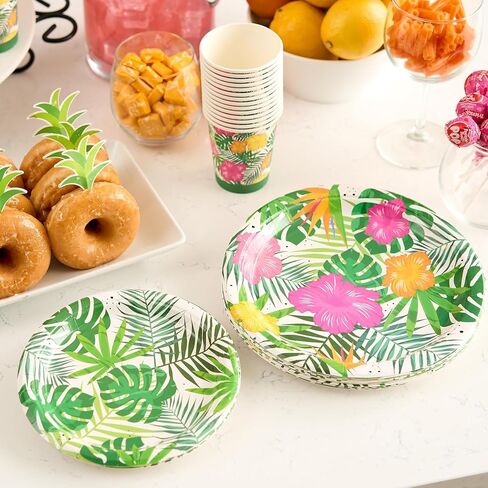 Royal Bluebonnet Luau Plates and Napkins Party Supplies - Set of Tropical Party Plates, Hawaiian Plates and Napkins, Tropical Paper Plates, Luau Party Plates, Hawaiian Party Plates, Tropical Plates in Saudi Arabia