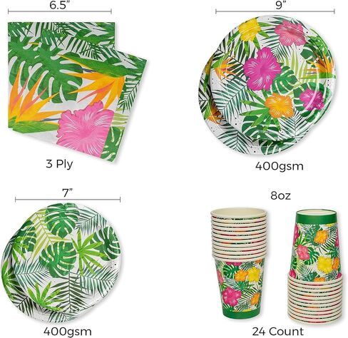 Royal Bluebonnet Luau Plates and Napkins Party Supplies - Set of Tropical Party Plates, Hawaiian Plates and Napkins, Tropical Paper Plates, Luau Party Plates, Hawaiian Party Plates, Tropical Plates in Saudi Arabia
