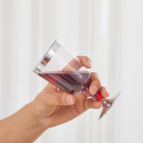 N9R 30 Pack Plastic Wine Glasses with Gold Rim, 6 Oz Plastic Wine glasses with Stem, Disposable Wine Cups Reusable Suitable for Party Weeding Birthday in Saudi Arabia