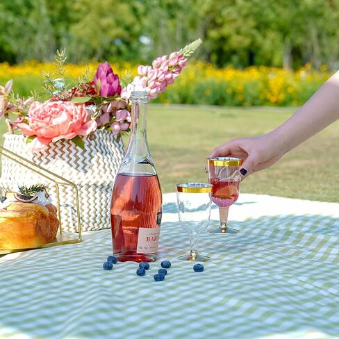 N9R 30 Pack Plastic Wine Glasses with Gold Rim, 6 Oz Plastic Wine glasses with Stem, Disposable Wine Cups Reusable Suitable for Party Weeding Birthday in Saudi Arabia