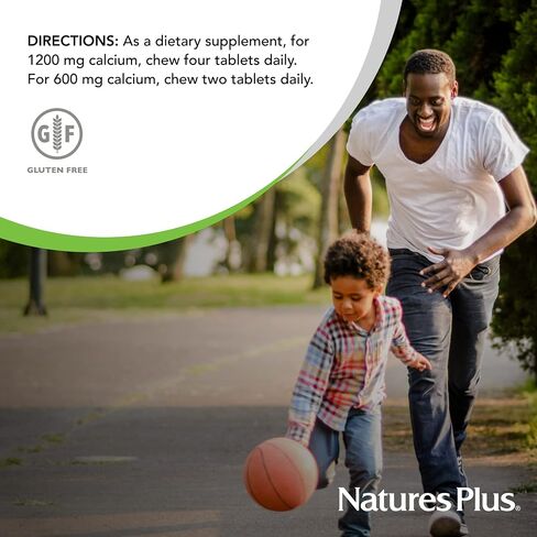 NaturesPlus Cal/Mag/VIT D3 مع فيتامين K2-60 أقراص قابلة للمضغ - نكهة الشوكولاتة - الكالسيوم والمغنيسيوم وفيتامين D3 وK2 مكمل لدعم صحة العظام - 30 وجبة in Saudi Arabia